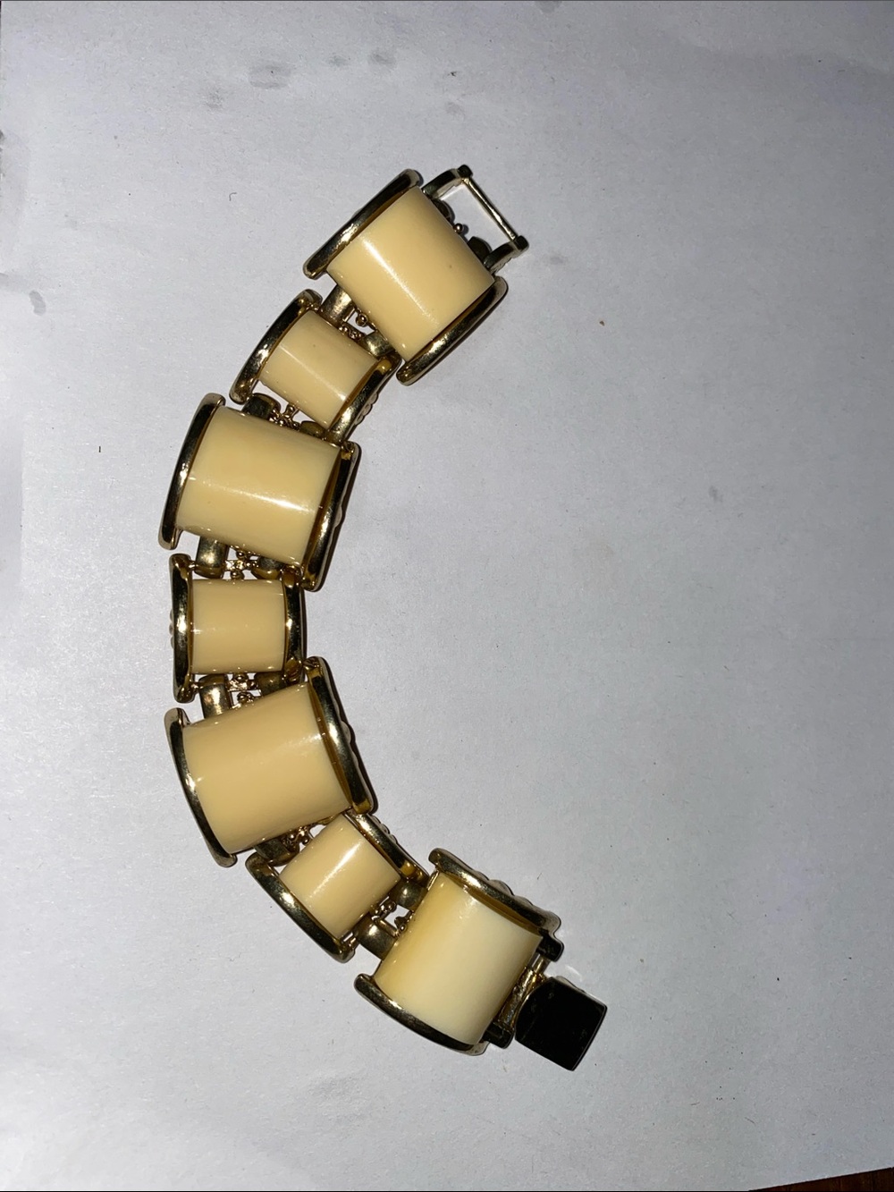 PRETTY Gold tone and yellow chunky panel bracelet 7”